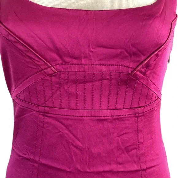 Vintage CUE hot pink stretch satin pencil Dress body-con - Picture 3 of 8